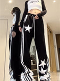 Y2K Star Print Gray Jogging Sweatpants Women Streetwear Vintage Black Sports Pants Oversized Kpop Brown Wide Leg Joggers