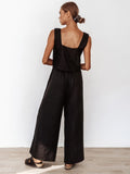 Cotton Sleepwear Women Sexy Low Cut Pajamas Tank Top Female Set Wide Leg Pants Home Suit Backless Women's Nightwear