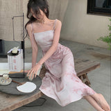 Summer Women Spaghetti Strap Elegant Midi Satin Dresses Wedding Evening Birthday Holiday Backless Prom Clothes New