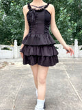 Gothic Goth Harajuku Sexy Slip Dress Ruffles Y2k Streetwear Dark Punk Cake Dresses Party Korean Fashion Summer