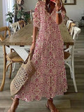 Sexy Women V Neck Party Dresses Vintage Printed Boho Long Dresses Elegant Flying Sleeve Fashion Sexy Slim Maxi Dress Mujer