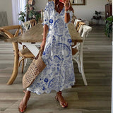 Sexy Women V Neck Party Dresses Vintage Printed Boho Long Dresses Elegant Flying Sleeve Fashion Sexy Slim Maxi Dress Mujer