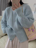 Autumn Vintage Knitted Sweater Women Winter Japanese Style Sweet Solid Cardigan Female O-neck Loose Casual Sweater Tops