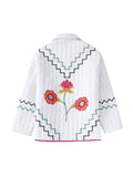 Spring Autumn Women Loose Shirts Jackets Coats Fashion Floral Embroidery Female Vintage Street Jacker Outerwear