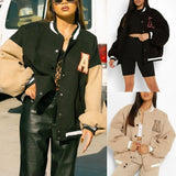 women's jacket spring  Printed zipper Long Sleeve vintage racing jacket Sport Style Woman bombers jacket ropa mujer