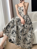 New Summer Women Spaghetti Strap Floral Casual Midi Dress Sleeveless Slim Fashion Elegant Beach Boho Vestidos Female Robe Mujers