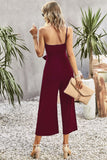 One-Shoulder Tie Belt Wide Leg Jumpsuit