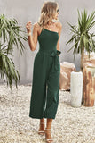 One-Shoulder Tie Belt Wide Leg Jumpsuit