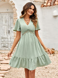 Flutter Sleeve Ruffle Hem Dress, Casual V-neck Dress For Spring & Summer, Women's Clothing