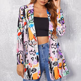 Vintage Letter Irregular Printing Blazer Women Jacket High Street Fashion New Plus Size Elegant Lady Coat American Stylish